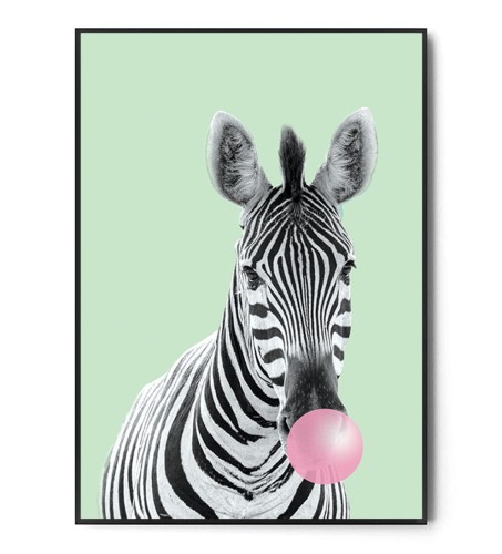 Plakat ZEBRA BUBBLE GUM mint