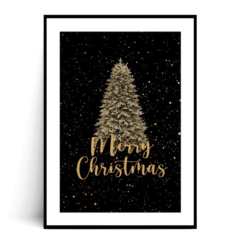 Plakat MERRY CHRISTMAS TREE z marginesem