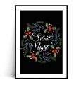 Plakat SILENT NIGHT wianek czarny z marginesem