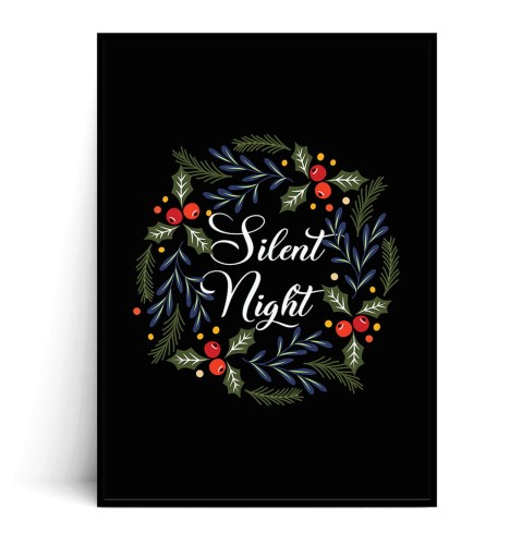 Plakat SILENT NIGHT wianek czarny