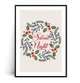 Plakat SILENT NIGHT wianek kremowy z marginesem