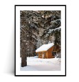 Plakat CHATKA W ZIMOWYM LESIE z marginesem