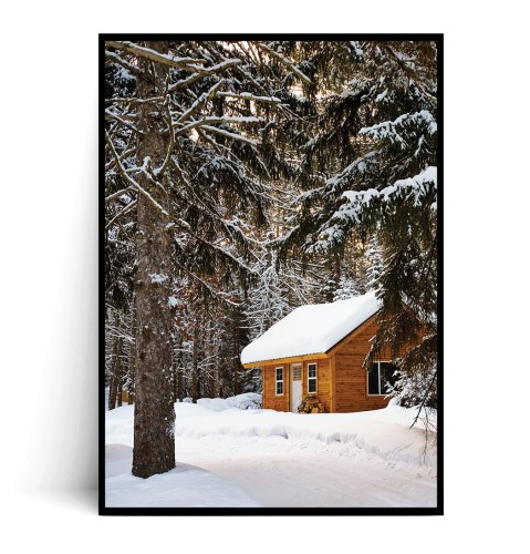 Plakat CHATKA W ZIMOWYM LESIE