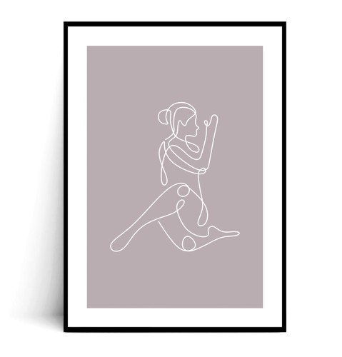 Plakat JOGA MINIMAL no.1 lawendowy z marginesem
