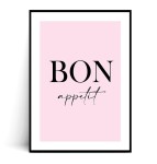 Plakat BON APPETIT różowo czarny 