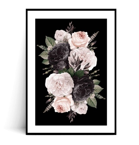 Plakat KWIATY VINTAGE no.3 DARK z marginesem