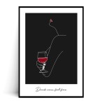 Plakat DRINK WINE FEEL FINE czarny