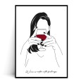 Plakat WINE IS WATER WITH FEELINGS biały