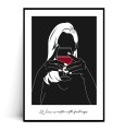 Plakat WINE IS WATER WITH FEELINGS czarny