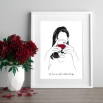 Plakat WINE IS WATER WITH FEELINGS biały