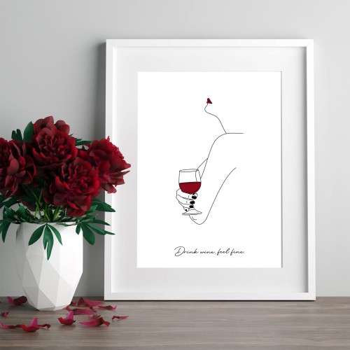 Plakat DRINK WINE FEEL FINE