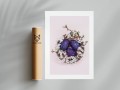 Plakat FIOLETOWE PISANKI W KOSZYCZKU z marginesem