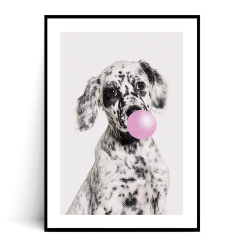 Plakat ŁACIATY PIES BUBBLE GUM wzór 1 z marginesem