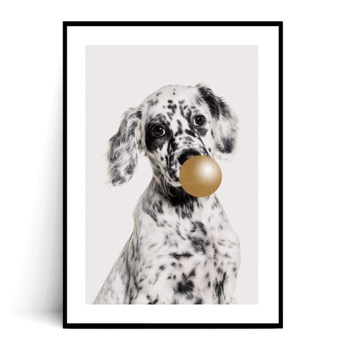 Plakat ŁACIATY PIES BUBBLE GUM wzór 2 z marginesem