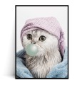 Plakat PORTRET Z KOTEM W SZLAFROKU Bubble Gum
