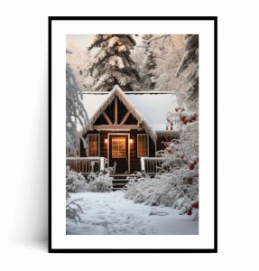 Plakat ZIMOWY DOMEK W LESIE no.1