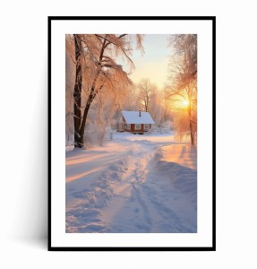 Plakat ZIMOWY DOMEK W PROMIENIACH SŁOŃCA 