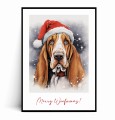 Plakat ŚWIĄTECZNY PIES no.27 Basset z marginesem i napisem