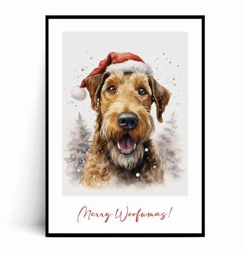 Plakat ŚWIĄTECZNY PIES no.26 Airedale Terrrier z marginesem i napisem.jpg