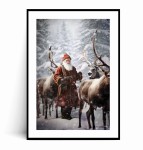 Plakat MIKOŁAJ Z RENIFEREM VINTAGE no.3