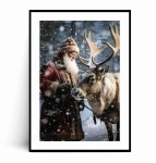 Plakat MIKOŁAJ Z RENIFEREM VINTAGE no.1