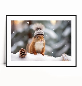 Plakat ZIMOWA WIEWIÓRKA W CZAPCE poziomy