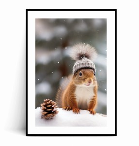 Plakat ZIMOWA WIEWIÓRKA W CZAPCE 