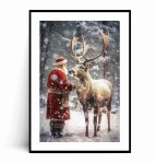 Plakat MIKOŁAJ Z JELENIEM VINTAGE 