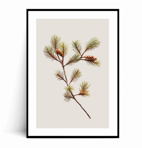 Plakat ZIMOWA GAŁĄZKA Z SZYSZKAMI minimal z marginesem.jpg