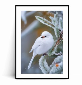 Plakat ZIMOWY BIAŁY PTASZEK no.2