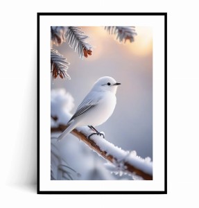 Plakat ZIMOWY BIAŁY PTASZEK 