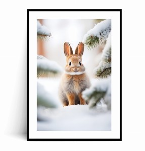 Plakat ZIMOWY KRÓLICZEK W ŚNIEGU 