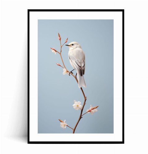 Plakat BIAŁY PTAK NA GAŁĄZCE WIŚNI z marginesem.jpg