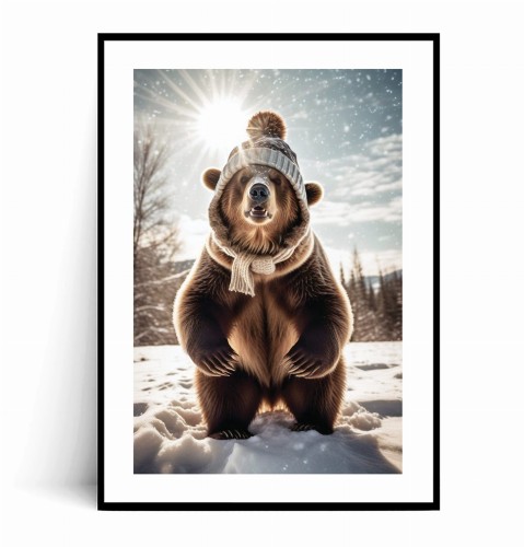 Plakat NIEDŹWIEDŹ W ZIMOWEJ CZAPCE z marginesem.jpg