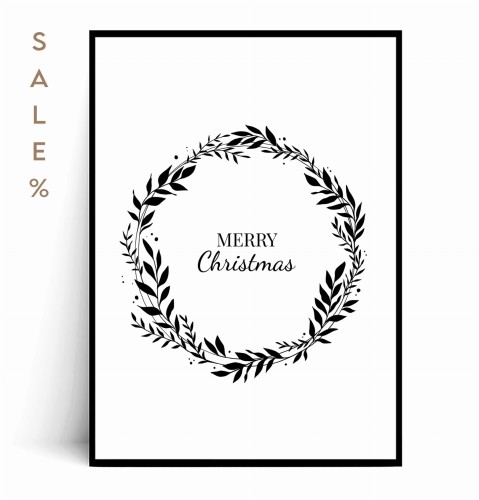 Plakat CZARNO BIAŁY ŚWIĄTECZNY WIANEK 40x50 SALE%.jpg