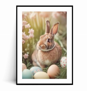 Plakat WIELKANOCNY KRÓLIK I PISANKI no.1 
