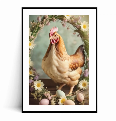 Plakat WIELKANOCNY PORTRET Z KURĄ no.6 Vintage z marginesem.jpg