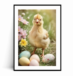Plakat WIOSENNY KURCZACZEK I PISANKI