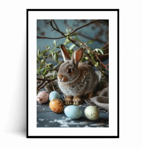 Plakat WIELKANOCNY KRÓLICZEK I PISANKI 