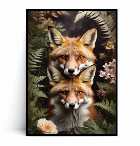 Plakat PORTRET DWA LISY W PAPROCIACH.jpg