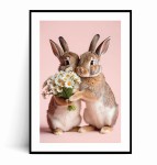 Plakat KRÓLICZKI Z BUKIETEM STOKROTEK