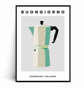 Plakat KAWIARKA BUONGIORNO ESPRESSO ITALIANO miętowa