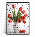Plakat CZERWONE TULIPANY W WAZONIE W KROPKI.jpg