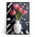 Plakat RÓŻOWE TULIPANY W WAZONIE W KROPKI no.3.jpg