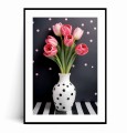 Plakat RÓŻOWE TULIPANY W WAZONIE W KROPKI z marginesem.jpg