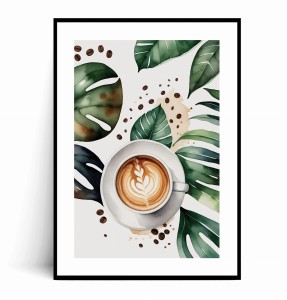 Plakat KAWA I LIŚCIE MONSTERY ILUSTROWANY no.4