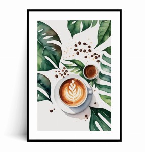 Plakat KAWA I LIŚCIE MONSTERY ILUSTROWANY no.2