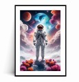 Plakat ASTRONAUTA W CHMURACH I KWIATACH z marginesem.jpg