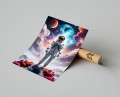 Plakat ASTRONAUTA W CHMURACH I KWIATACH T.jpg