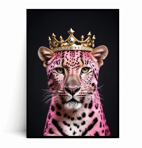Plakat RÓŻOWY GEPARD W KORONIE Black.jpg